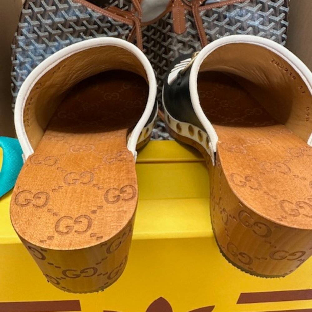 Gucci x Adidas Horse-bit Accent Size 37 Calfskin Clogs/Mules - Picture 5 of 8